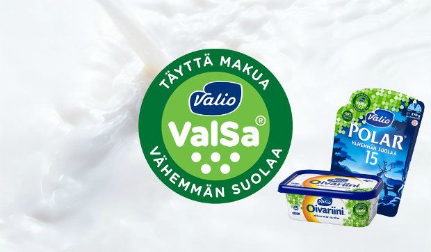 Valion Valsa-logo ja Oivariini - ja Polar-tuotteet.