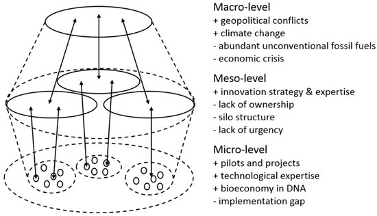 Multi-level dynamics of the Finnish bioeconomy transition.