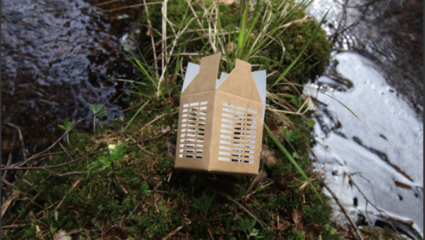 eco egg box next to water.