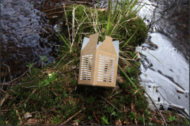 eco egg box next to water.